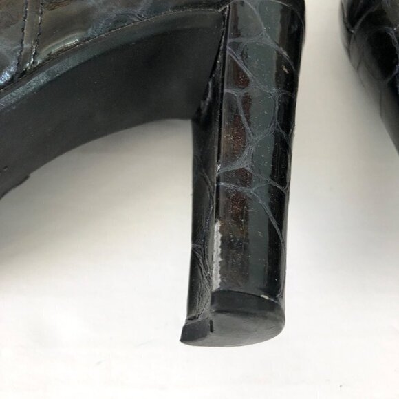 Stuart Weitzman Patent Leather Faux Croc Boots Embossed‎ Womens Size 7 - Picture 7 of 11